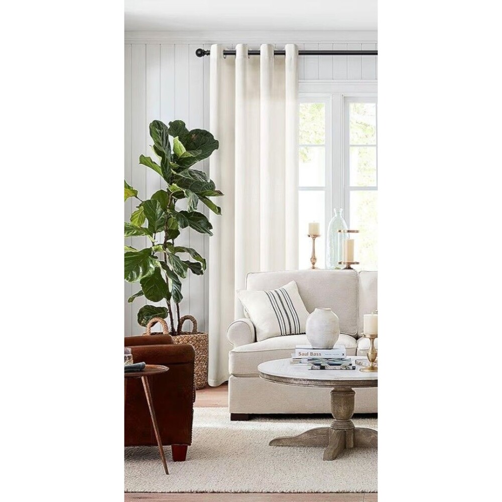 Ivory Curtains 52 X 90 Inch Length for Living Room 2 Panels Linen Drapes Modern
